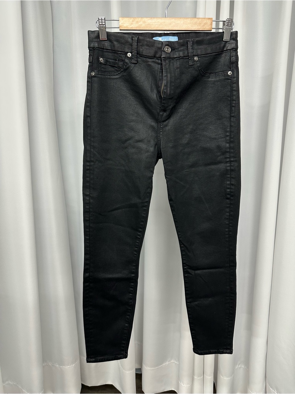 7 For All Mankind Black Skinny Jeans Blair metallic shiny size 30